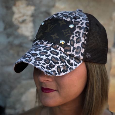 repurposed leopard trucker hat